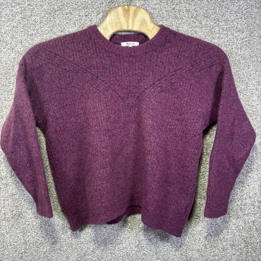 Madewell Sweater Womens XL Purple Wool Camel Hair Crew Neck Knit Pullover